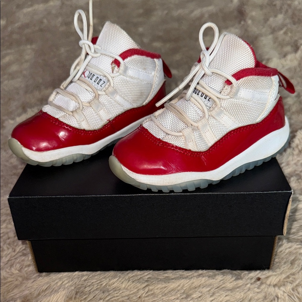 Nike Air Jordan 11 Retro TD “Cherry Red White” 378040-116 8C